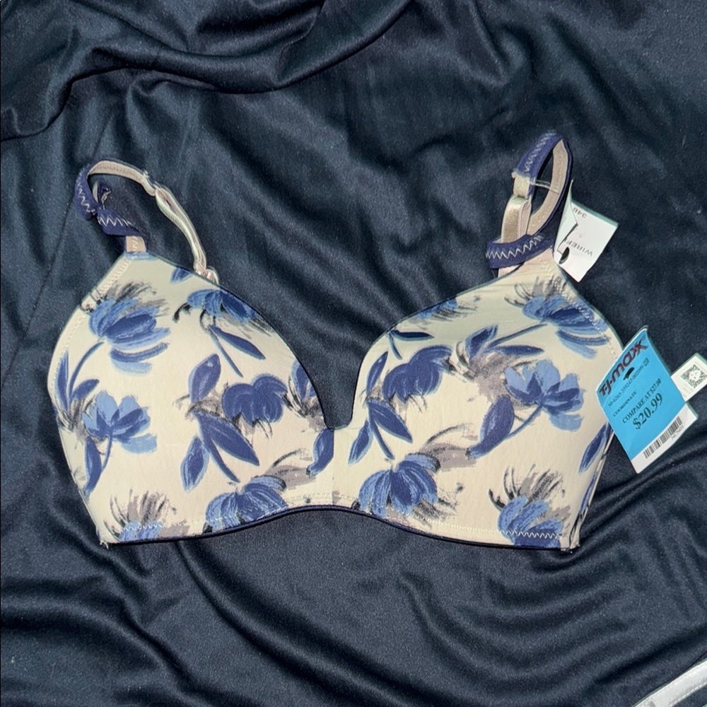 Floral Blue and Cream Bra
